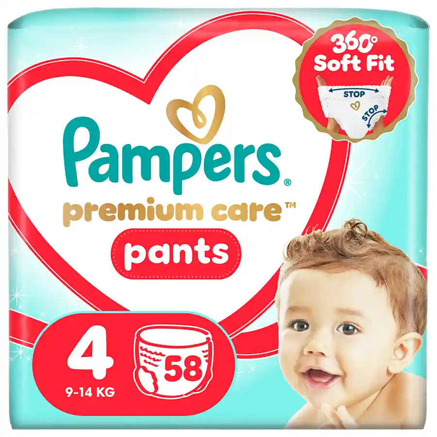 Pampers Premium Care Pants  Πάνες Βρακάκι Nο4 (9-15kg.) Jumbo Pack 58τεμ.