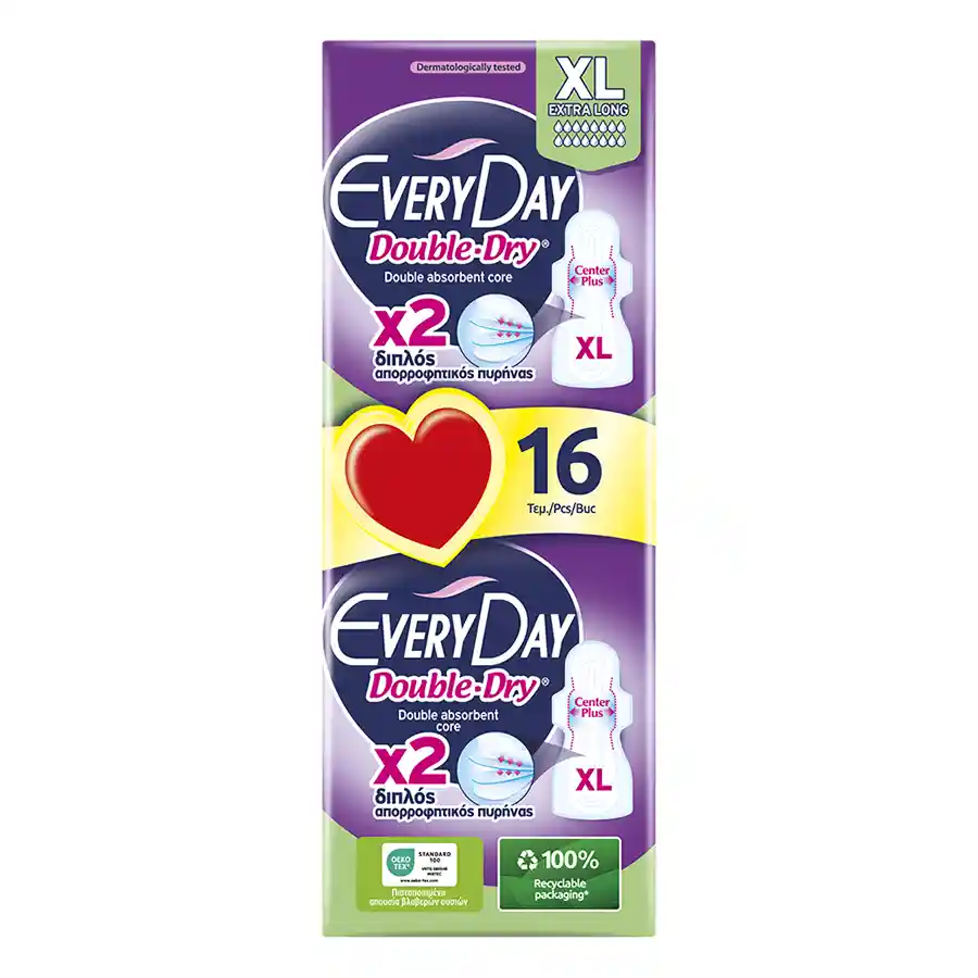 Every Day Hyperdry Σερβιέτες Double Dry Ultra Plus Extra Long Value Pack 16τεμ.