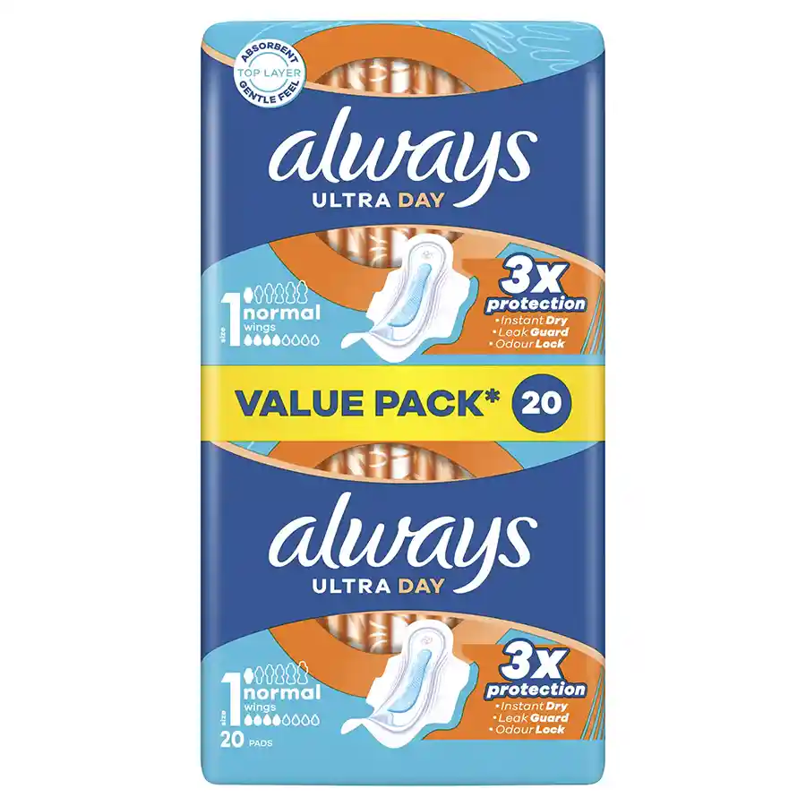 Always Ultra Σερβιέτες Plus Normal (Μέγεθος 1) Value Pack 20τεμ.