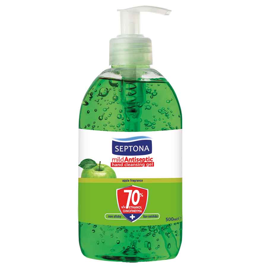 Septona Αντισηπτικό Gel Πράσινο Μήλο 70% Οινόπνευμα 500ml.
