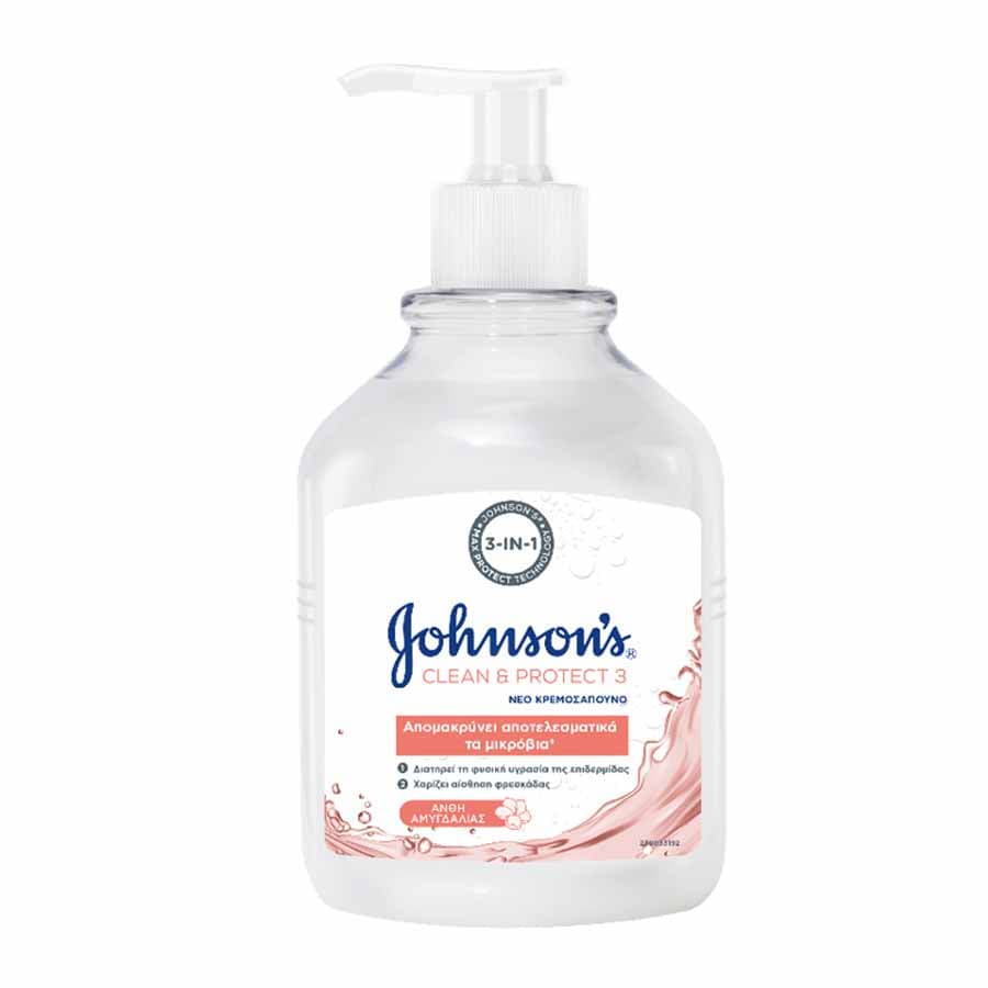 Johnson's Clean & Protect 3 Κρεμοσάπουνο Άνθη Αμυγδαλιάς 500ml.