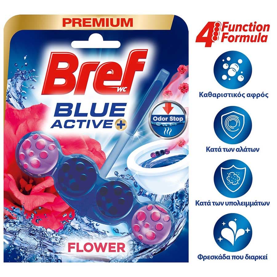 Bref Wc Blue Active Μπλοκ Τουαλέτας Floral 50γρ.