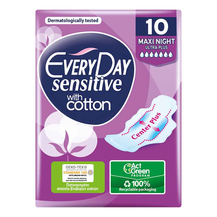 Every Day Sensitive Σερβιέτες Ultra Plus Maxi Night 10τεμ.