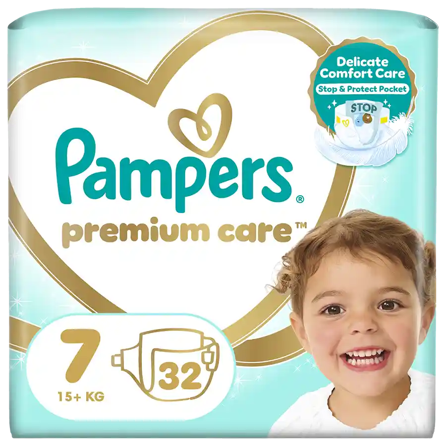 Pampers Premium Care Πάνες Νo7 (15+kg.) Jumbo Pack 32τεμ.
