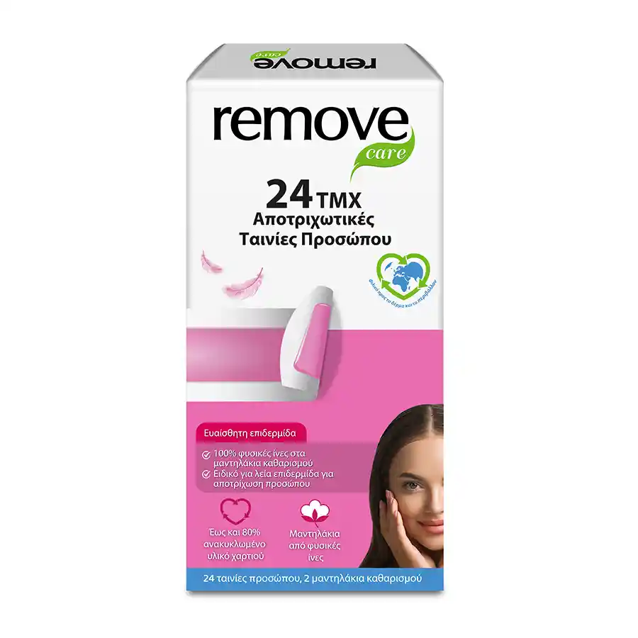 Remove Care Αποτριχωτικές Ταινίες Προσώπου Για Ευαίσθητες Επιδερμίδες 24τεμ.
