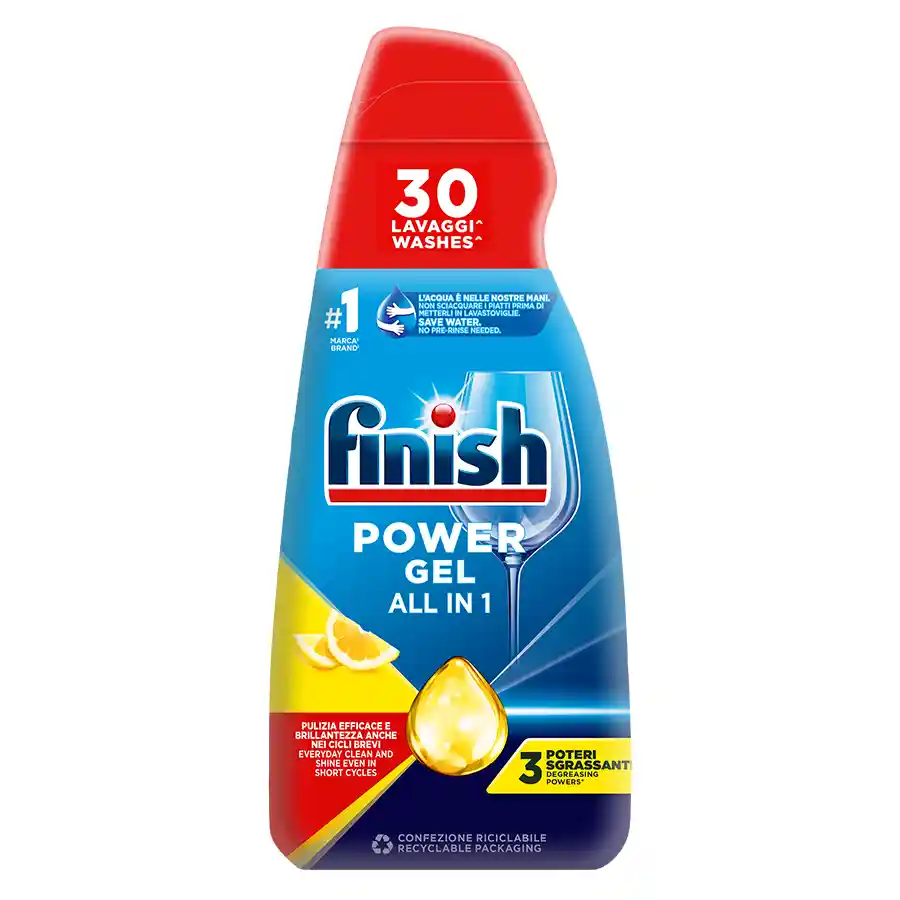 Finish All In 1 Max  Gel Απορρυπαντικό Πλυντηρίου Πιάτων Λεμόνι 30mez. 600ml.