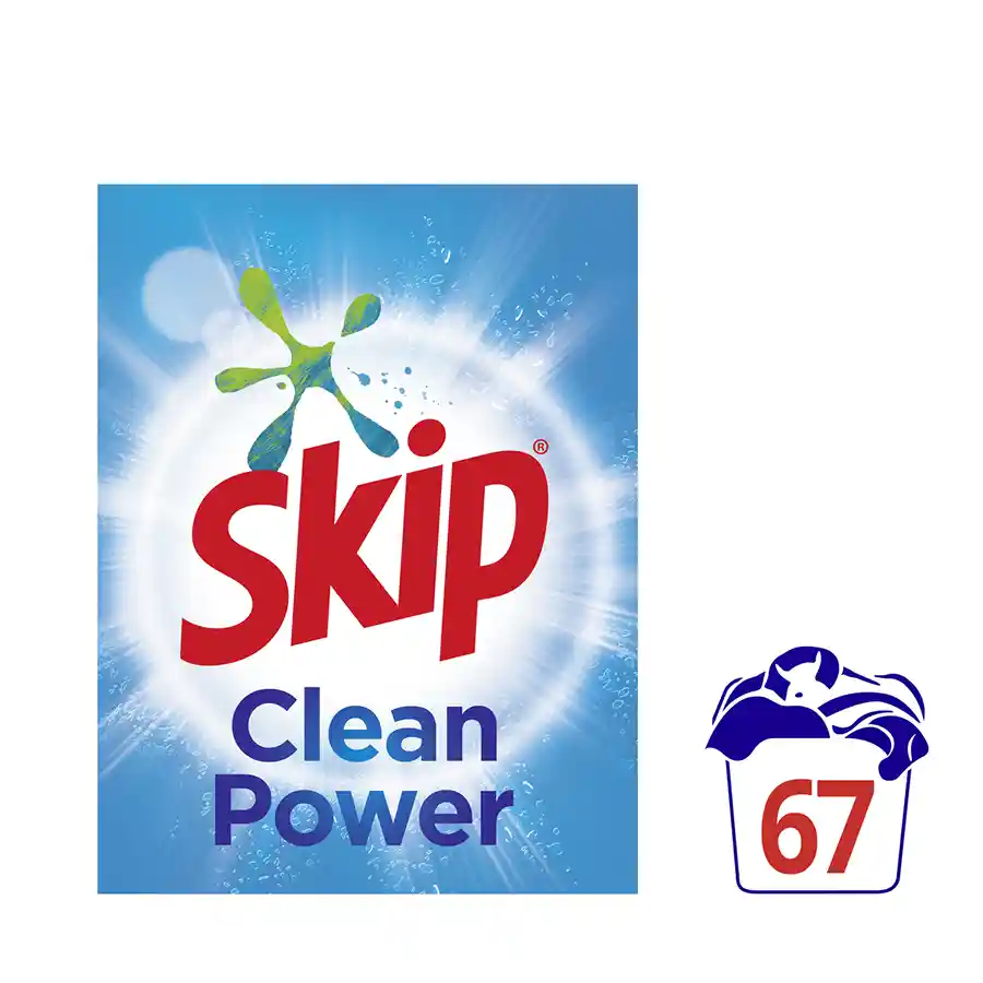 Skip Απορρυπαντικό Πλυντηρίου Ρούχων Σκόνη Clean Power 67mez. 4,355kg.