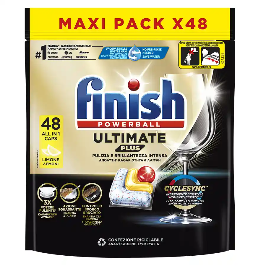 Finish Ultimate Plus All In 1 Ταμπλέτες Πλυντηρίου Πιάτων Λεμόνι 48τεμ.
