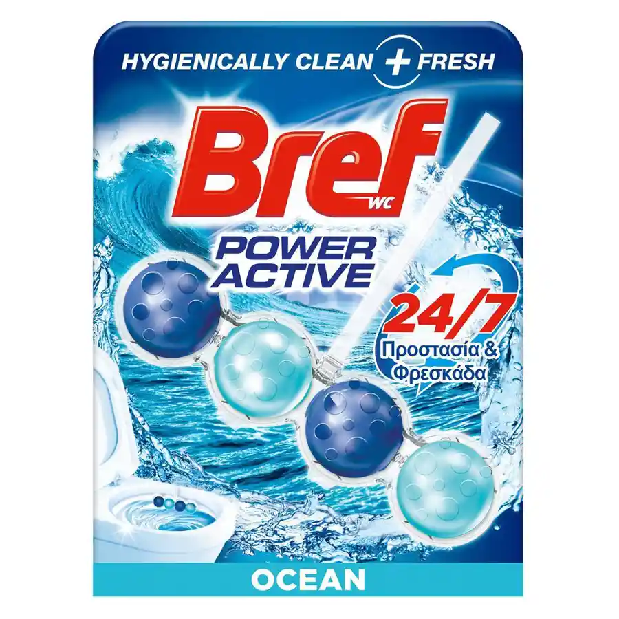 Bref Wc Power Active Μπλοκ Τουαλέτας Ocean Breeze 50γρ.