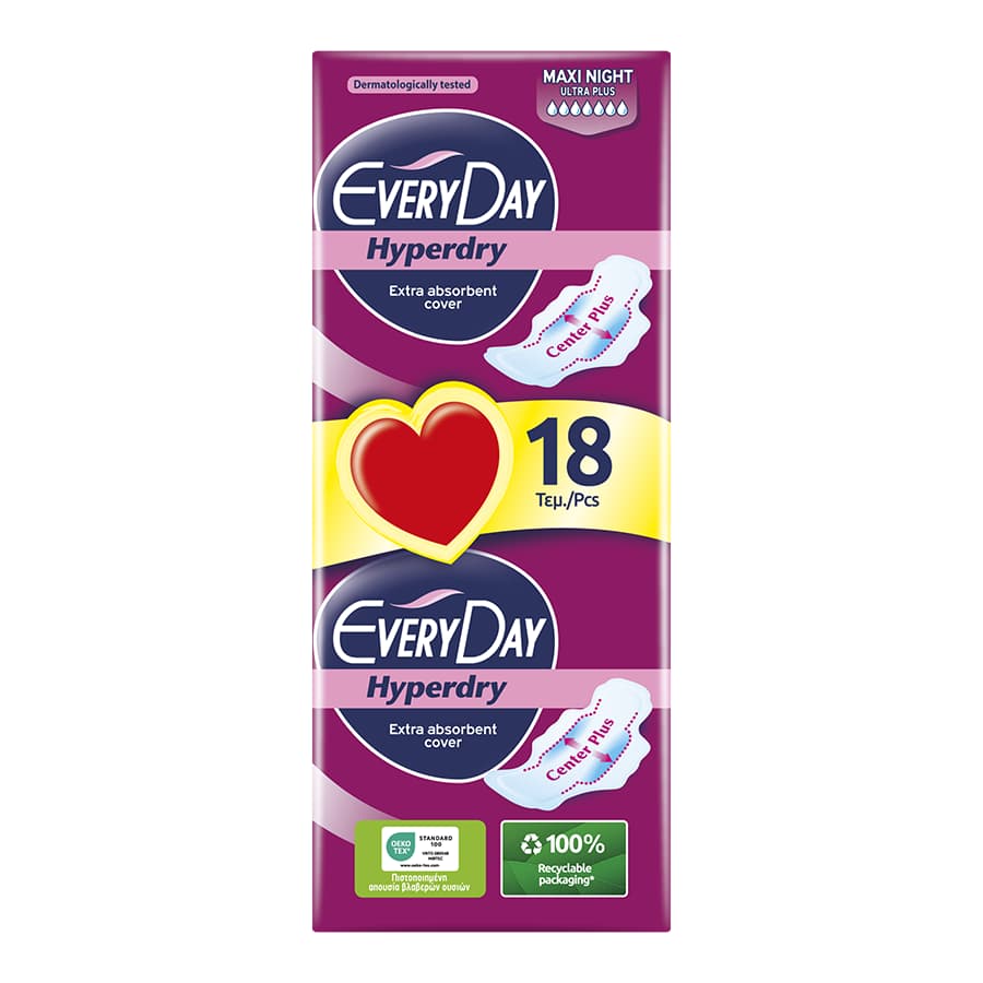 Every Day Hyperdry Σερβιέτες Ultra Plus Maxi Night Economy 18τεμ.