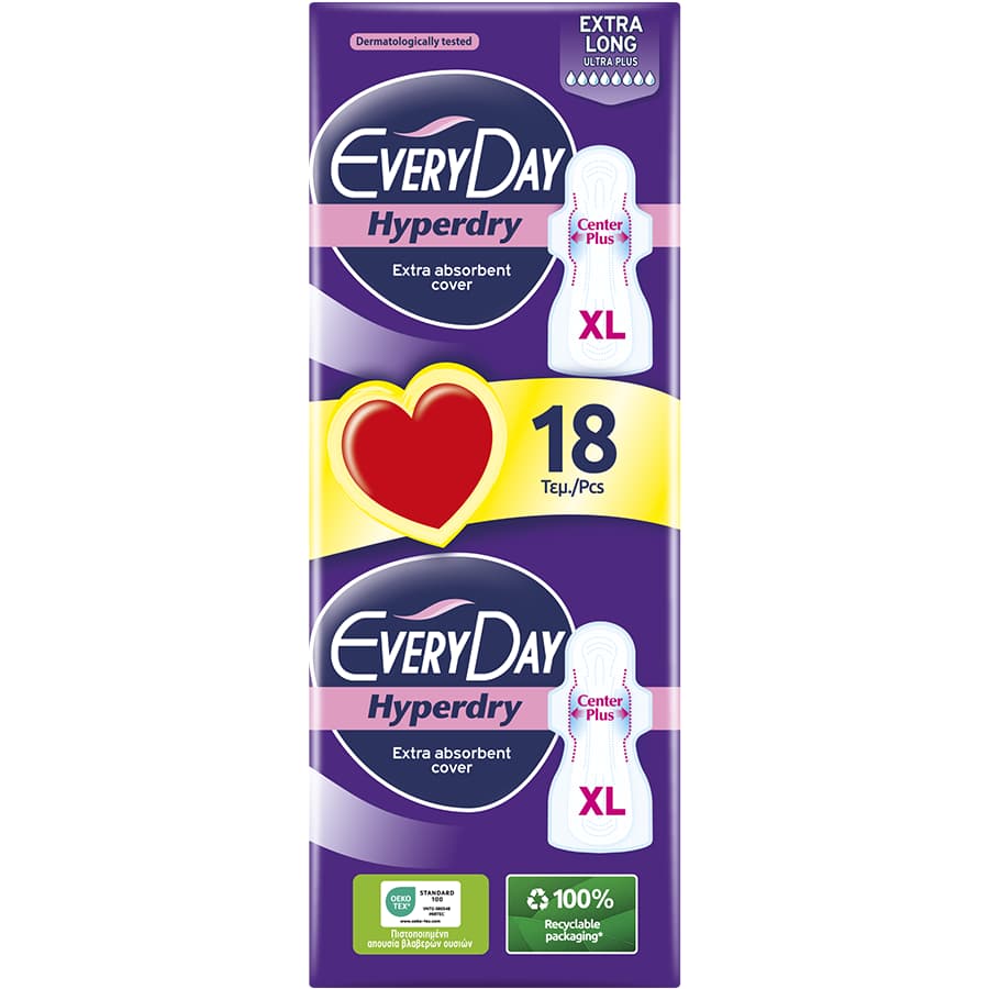 Every Day Hyperdry Σερβιέτες Ultra Plus Extra Long Economy 18τεμ.