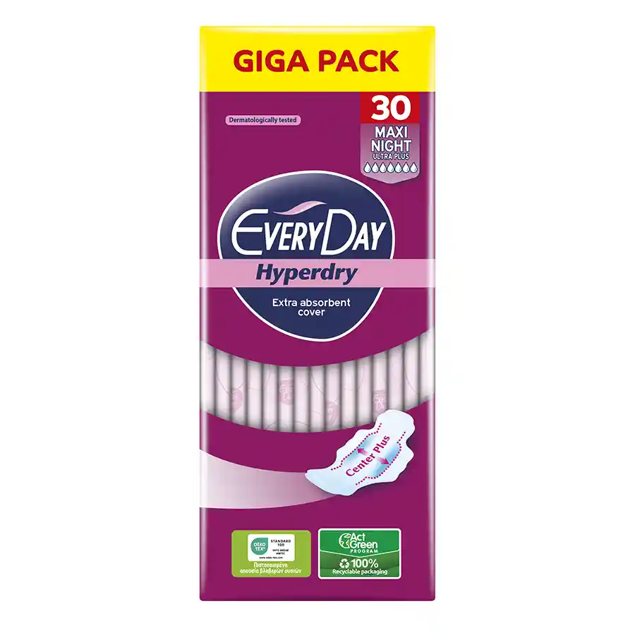 Every Day Hyperdry Σερβιέτες Ultra Plus Maxi Night Giga Pack 30τεμ.