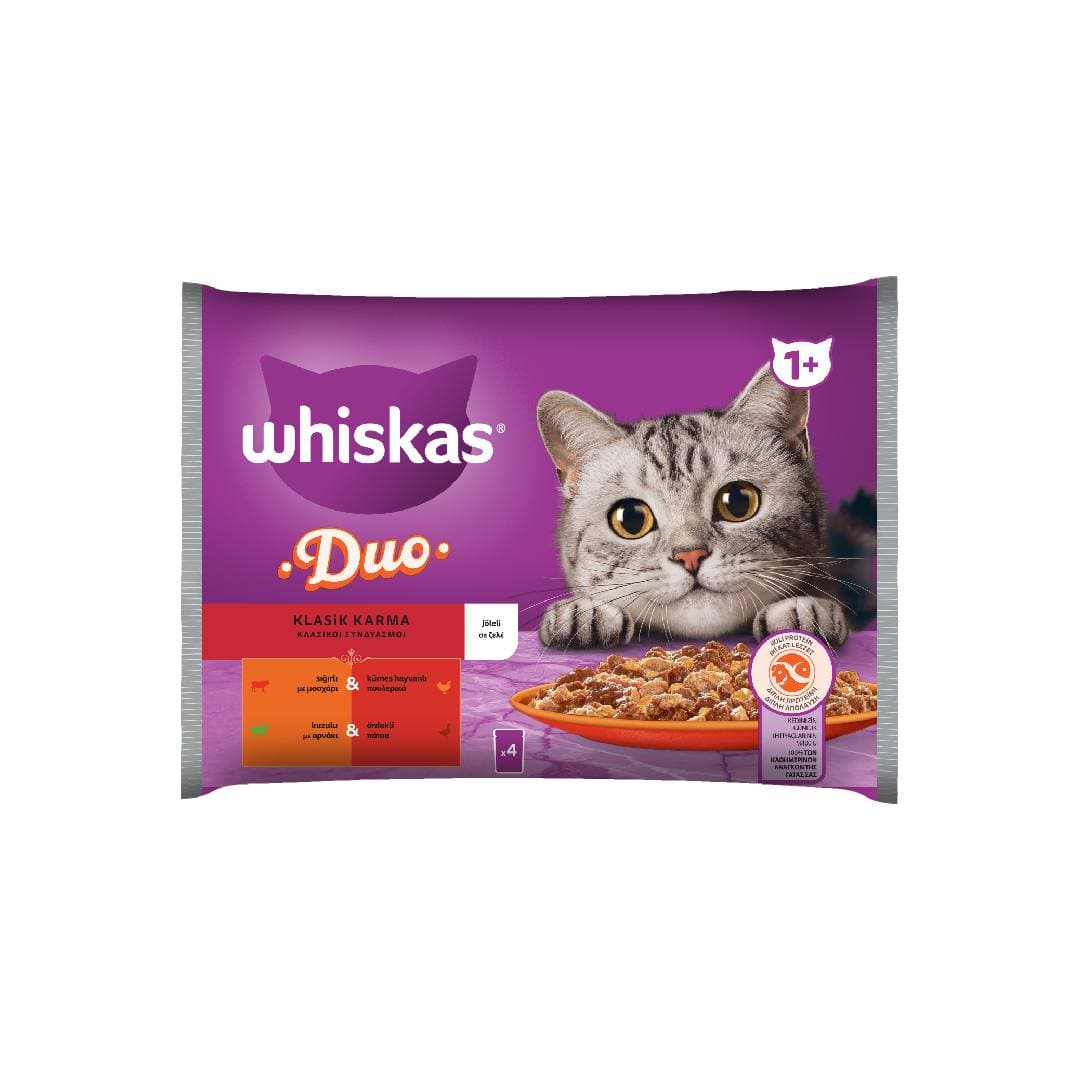 WHISKAS DUO ΣΥΝΔΥΑΣΜΟΣ ΚΡΕΑΤΩΝ ΣΕ ΖΕΛΕ 4*85ΓΡ