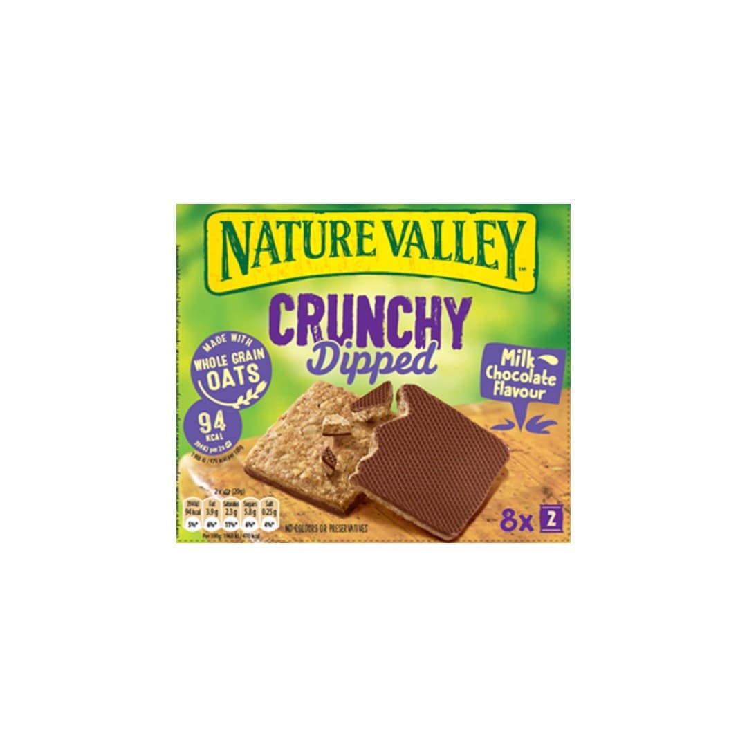 NATURE VALLEY CRUNCHY DIPPED MILK CHOC 8*20ΓΡ