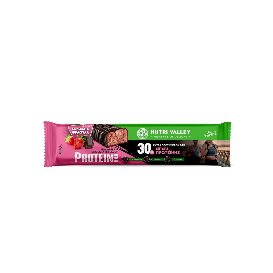 NUTRI VALLEY PROTEIN BAR STRAWBERRY 80ΓΡ