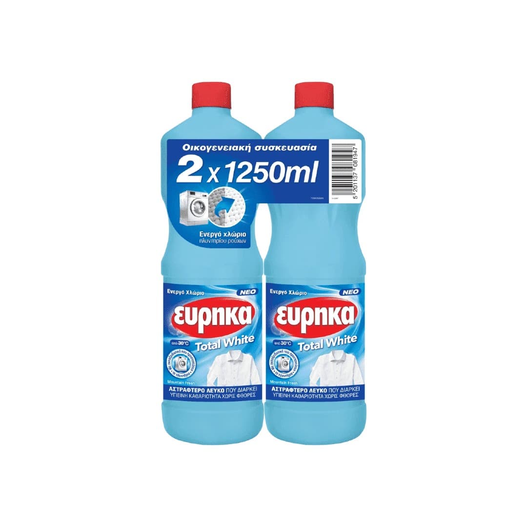 ΕΥΡΗΚΑ ΛΕΥΚ/ΚΟ ΕΝΕΡΓΟ ΧΛΩΡΙΟ ΟΙΚ.ΣΥΣΚ.2*1250ML