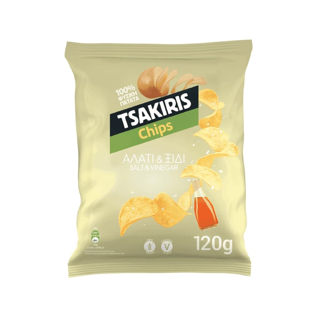 TSAKIRIS CHIPS ΑΛΑΤΙ & ΞΥΔΙ 120ΓΡ