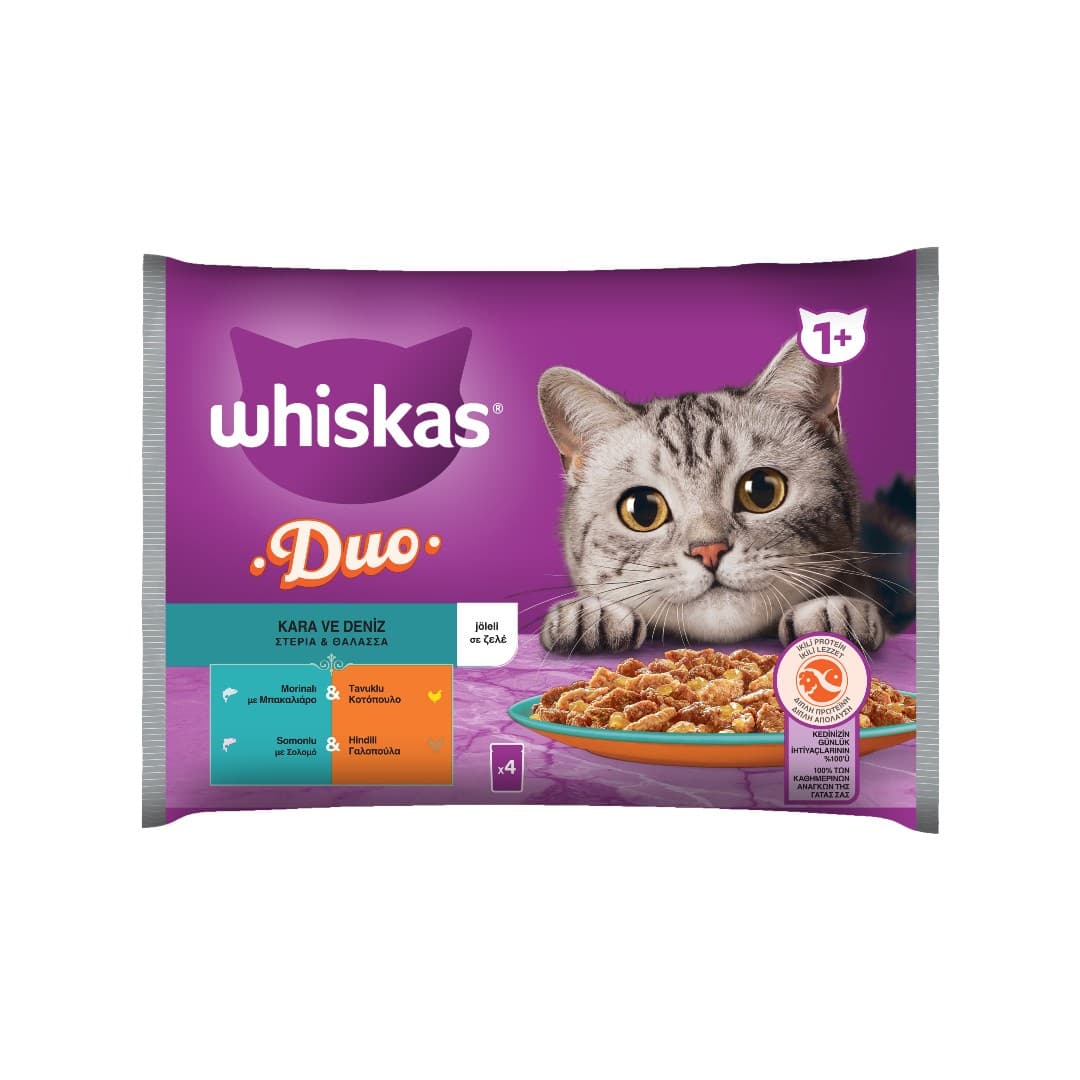 WHISKAS POUCH TASTY DUO SURF & TURF MIX 4*85ΓΡ
