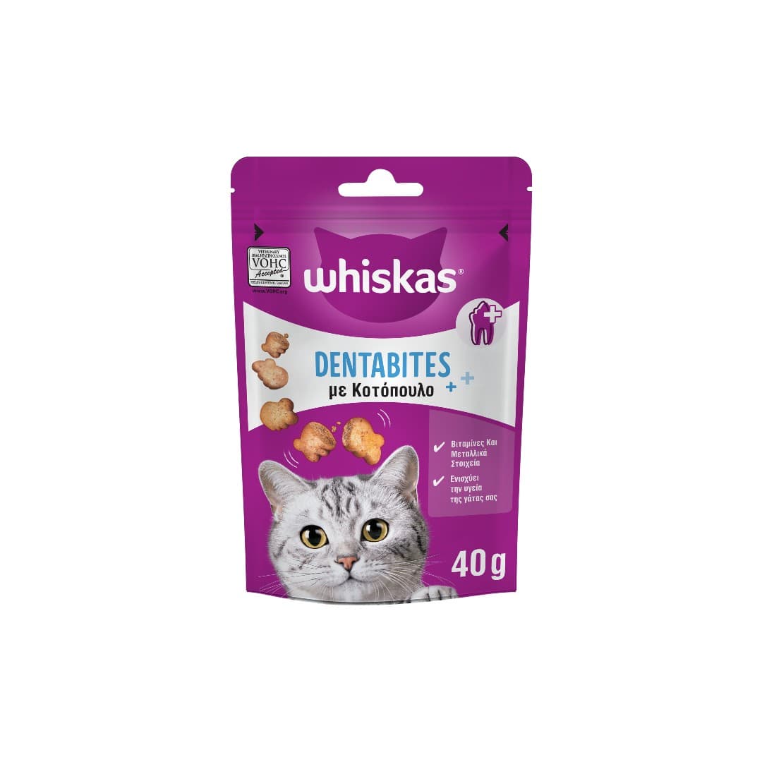 WHISKAS DENTABITES ΣΝΑΚ ΓΑΤΑΣ ΜΕ ΚΟΤΟΠΟΥΛΟ 40ΓΡ