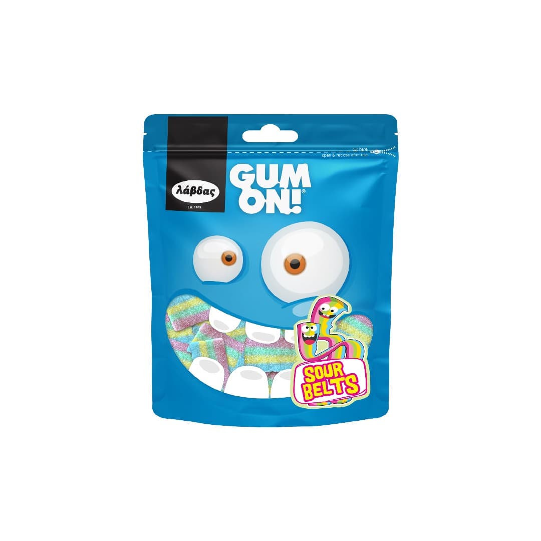 ΛΑΒΔΑΣ GUM ON ΖΕΛ.SOUR BELTS RAINBOW 70ΓΡ
