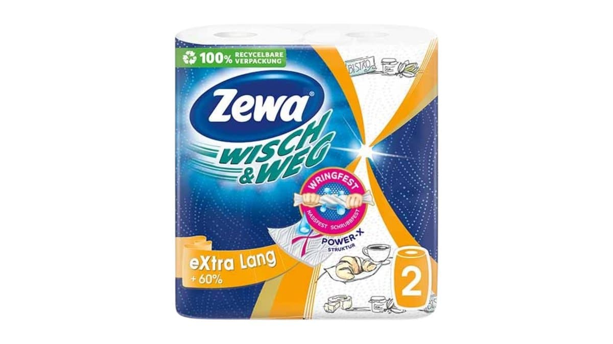 Zewa Wisch&Weg Χαρτί Κουζίνας Extra Lang Design 2Φύλλων 2τεμ. 376γρ.