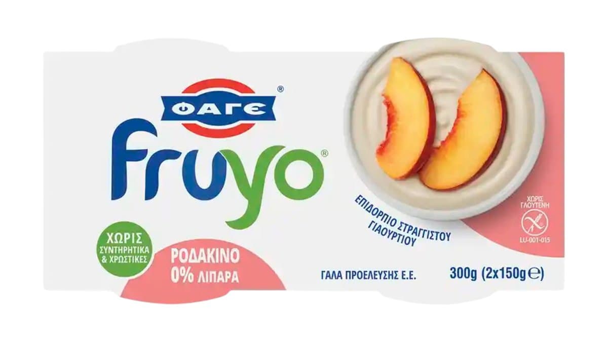 Φάγε Fruyo Επιδόρπιο 0% Ροδάκινο Χωρίς Γλουτένη 2x150γρ.